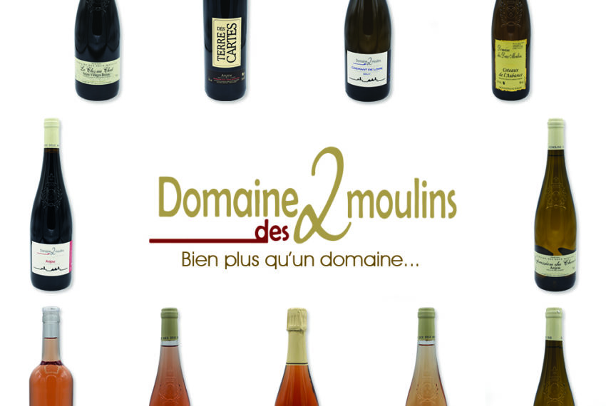 Domaine des deux 2 Moulins logo et bouteilles